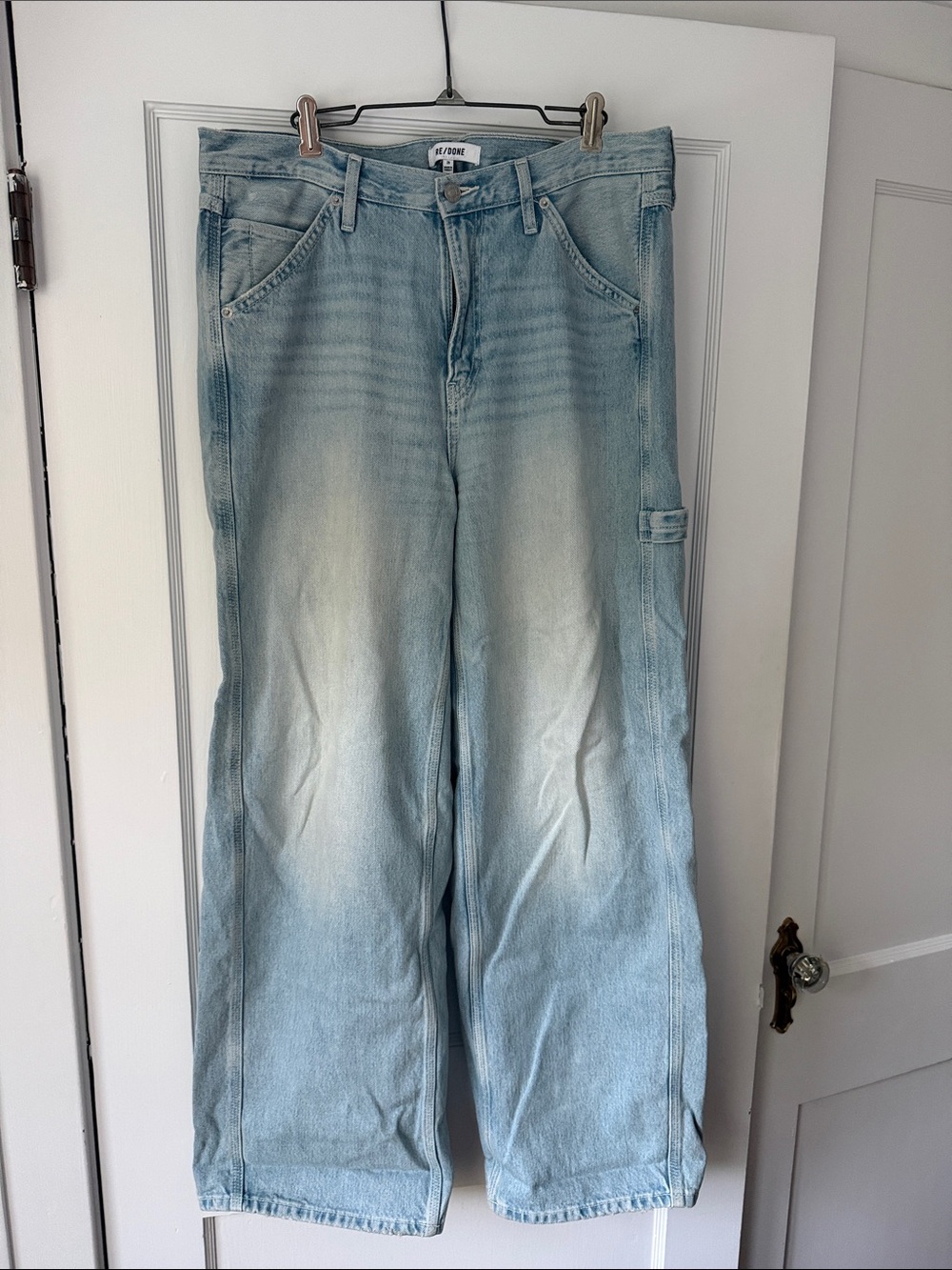 Re/Done Light Wash Wide Leg Jeans - Faded Blue 29